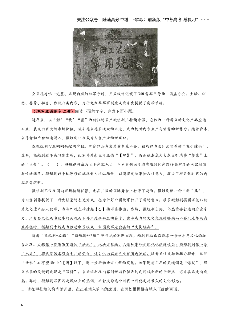 《专题12语言文字运用（全国通用）（学生版）_专项复习_2026年-语文专项复习_2026年高考语文二模试题分类汇编（新高考专用）-G288_2026版》第6页预览