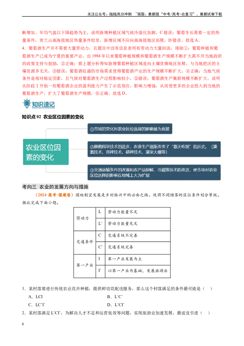 《专题09农业-（新高考通用）（教师版）_07-地理-高考总复习_专项复习_2025年_2025年高考地理真题题源解密（新高考通用）》第6页预览