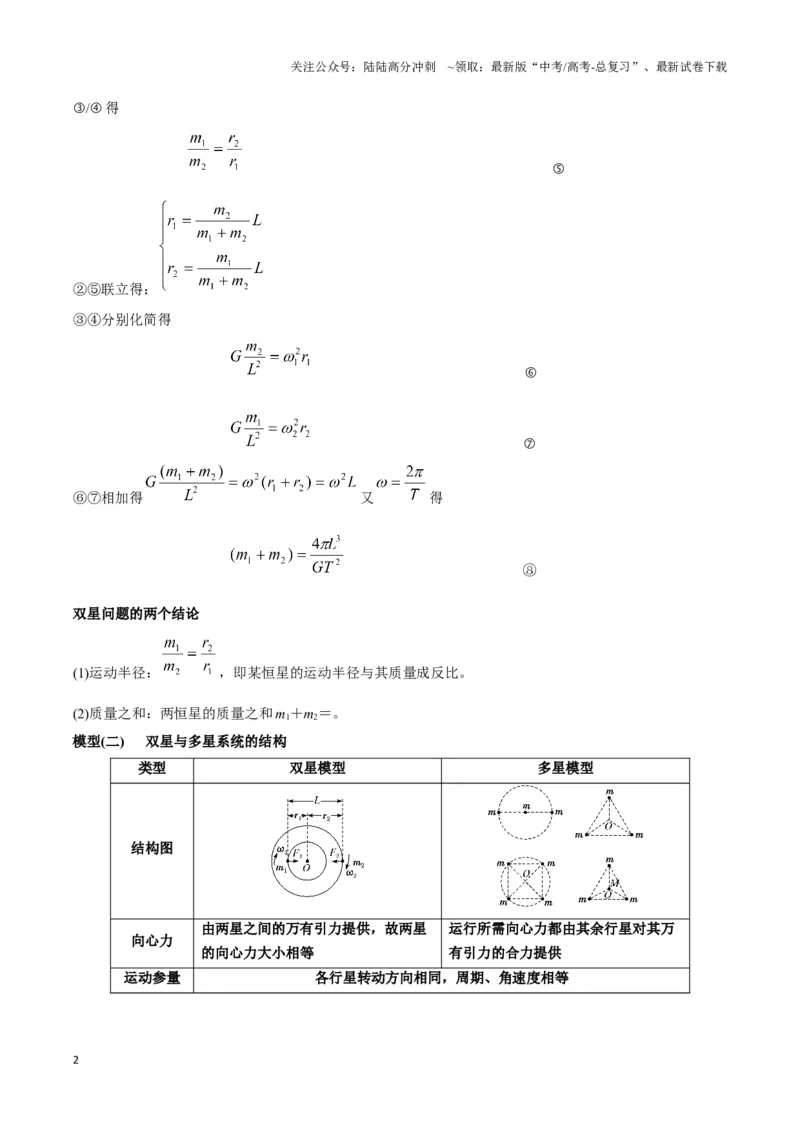 《专题09天体运动的互绕模型（学生版）_04-物理-高考总复习_专项复习_2025年_2025年高中高考物理模型与方法_资料_3高中（全册）_必修第二册》第2页预览