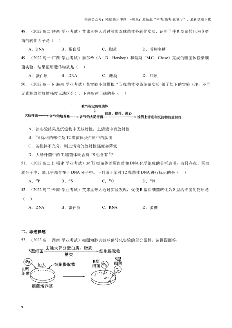 《专题09基因的本质（学生版）_06-生物-高考总复习_专项复习_2025年_2025年高中学业水平合格考生物真题分类汇编（全国通用）》第9页预览