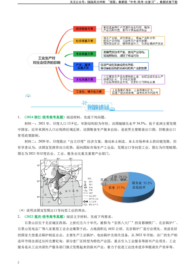 《专题24工业区位及工程建设的相关问答（原卷版）_07-地理-高考总复习_二轮复习_2024年_2024高考地理二轮复习热点题型归纳与变式演练解题电子版_资料》第2页预览