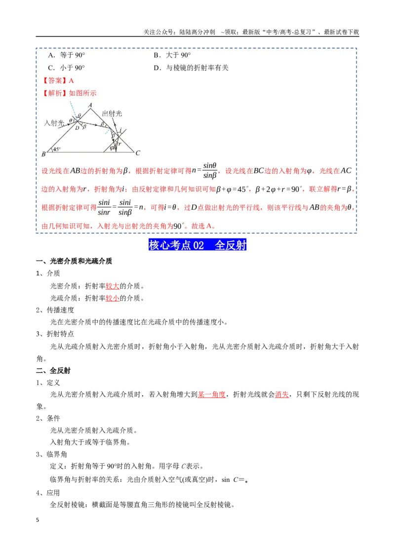《专题16光学（教师版）_04-物理-高考总复习_一轮复习_2025年_2025年高考物理一轮复习知识清单（全国通用）》第5页预览