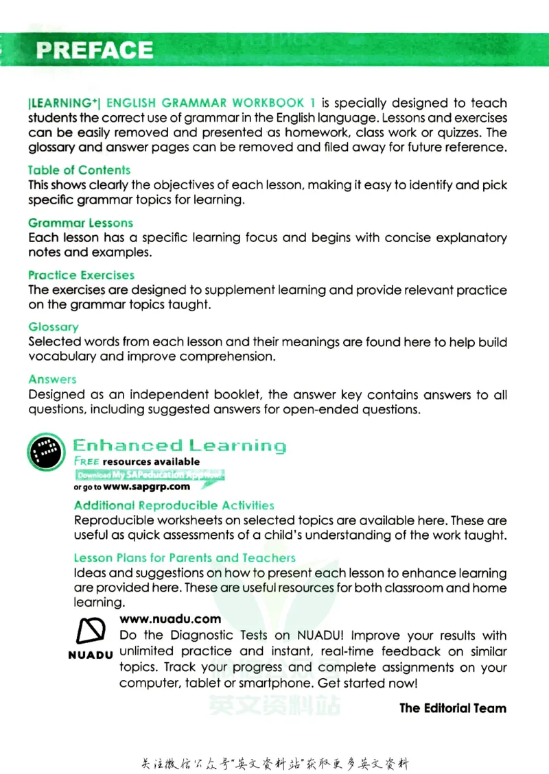 《新加坡SAPLearningGrammar语法练习册1级_小初高学习资料合集（每天更新）_国外原版英文教辅汇总_新加坡SAP系列_新加坡SAPLearningGrammar语法练习册》第4页预览