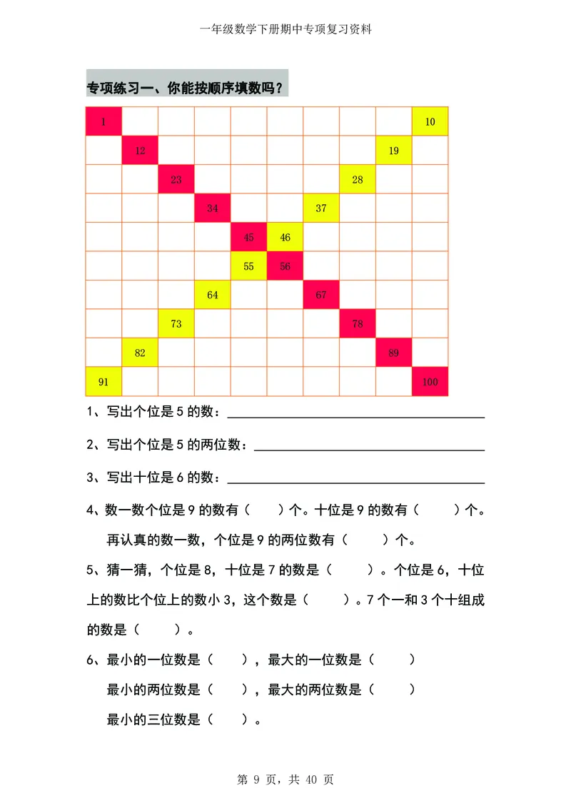 《数学一下八大项合集_小学1-6年级全科全套_1-6年级全科下册_一年级_一年级下数学_数学一下通用版》第10页预览
