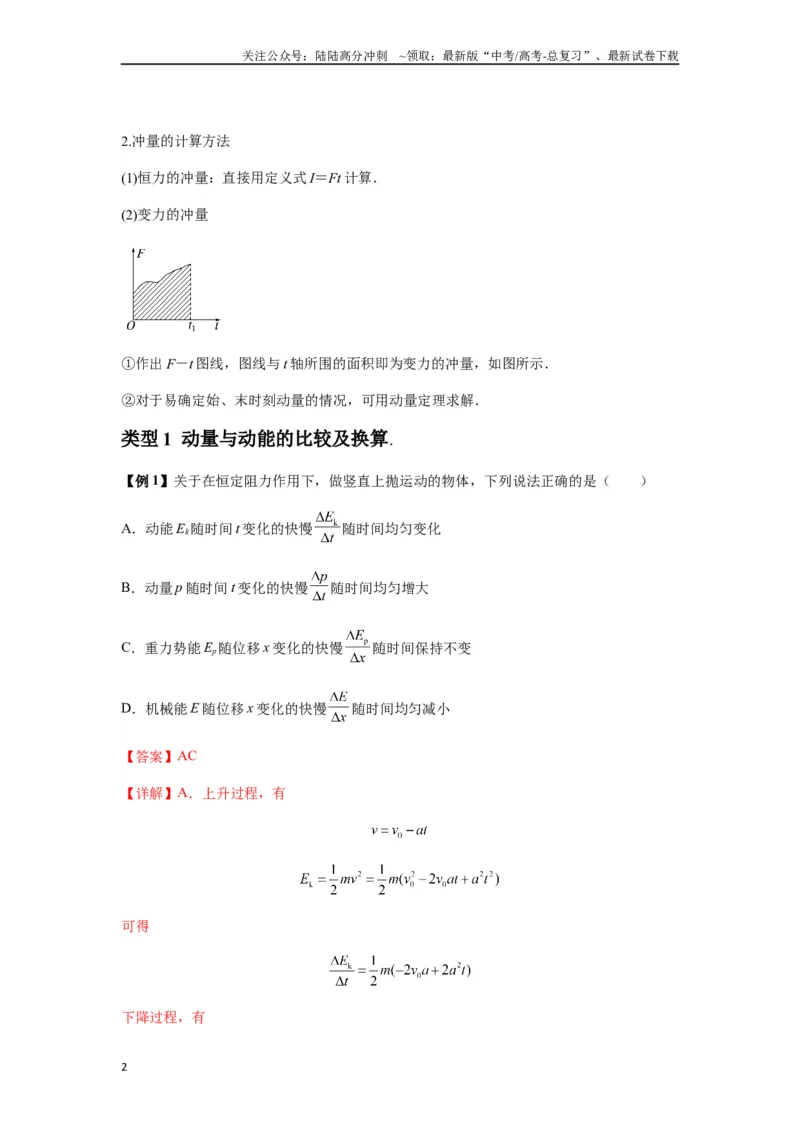 《专题14动量与动量定理及其应用（教师版）_04-物理-高考总复习_一轮复习_2025年_2025年高考物理一轮复习热点题型归类》第2页预览