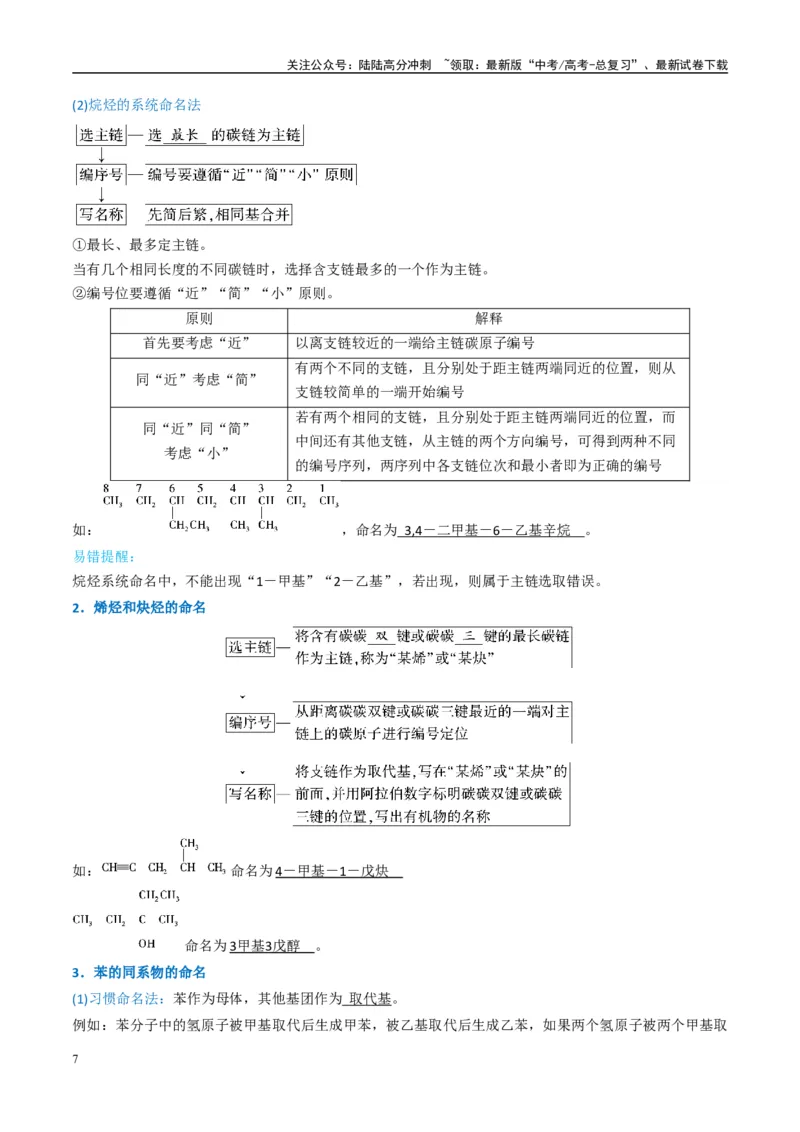 《（能力版）微专题47有机物的命名及官能团的结构、名称-（教师版）(全国版)_05-化学-高考总复习_一轮复习_2024年_2024高考化学一轮复习考点微专题考情分析经_资料_2025版》第7页预览