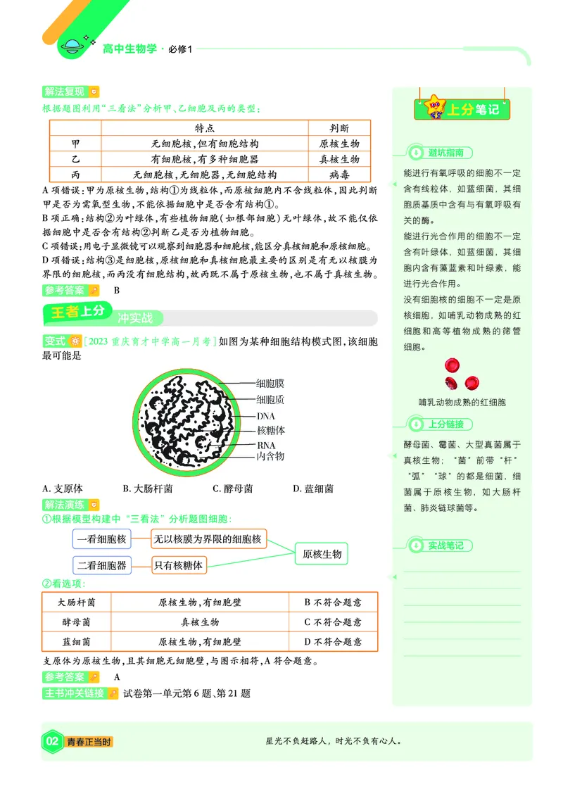 《上分手册-生物必修1RJ（单选题）-金考卷单元双测卷_2024天星高中单元双测卷上分手册》第2页预览
