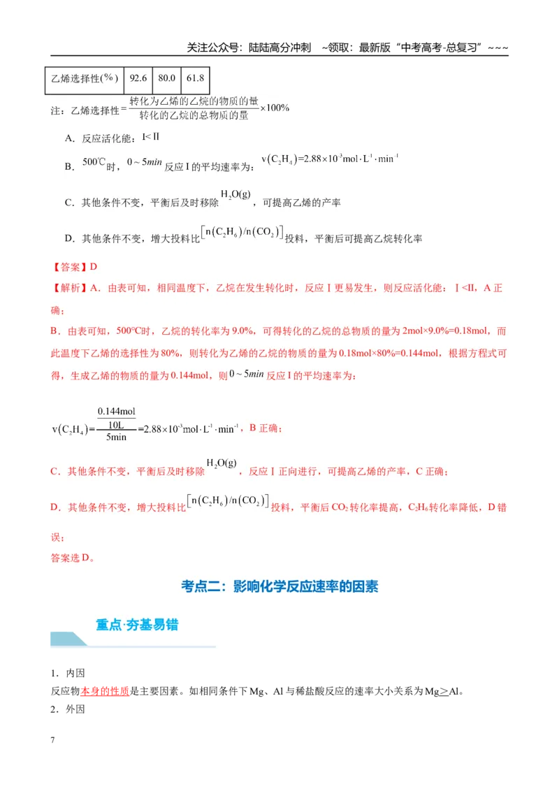 《（重点·方法·点拨）第43讲化学反应速率　工业合成氨-（教师版）_05-化学-高考总复习_一轮复习_2026年-化学高考一轮复习_2026年高考化学大一轮复习卓越讲义重难点-G355_资料》第7页预览