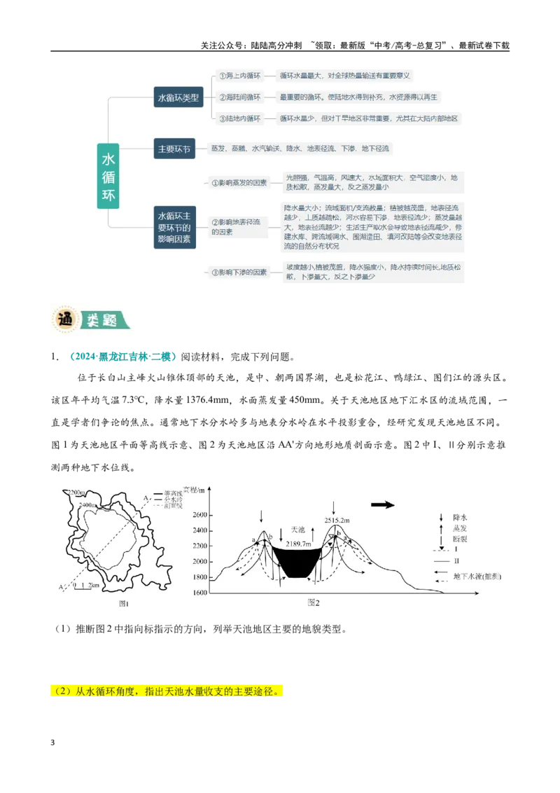 《大题02水循环与陆地水体关系（4大热点角度）（学生版）（黑吉辽蒙专用）_07-地理-高考总复习_专项复习_2025年_2025年高考地理大题突破+限时集训（黑吉辽蒙专用）》第3页预览