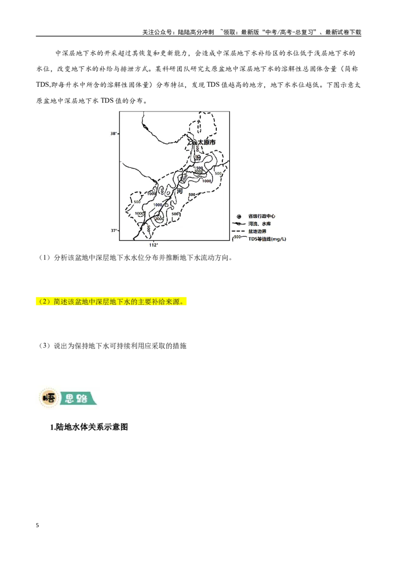 《大题02水循环与陆地水体关系（4大热点角度）（学生版）（黑吉辽蒙专用）_07-地理-高考总复习_专项复习_2025年_2025年高考地理大题突破+限时集训（黑吉辽蒙专用）》第5页预览