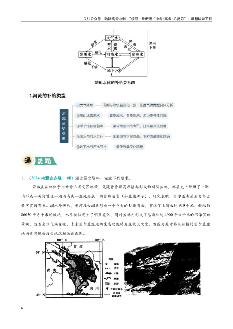 《大题02水循环与陆地水体关系（4大热点角度）（学生版）（黑吉辽蒙专用）_07-地理-高考总复习_专项复习_2025年_2025年高考地理大题突破+限时集训（黑吉辽蒙专用）》第6页预览