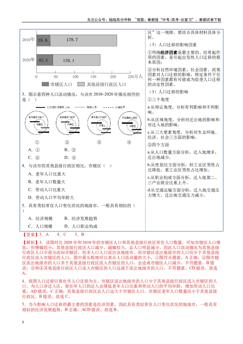 《猜押06人口与城市（教师版）_07-地理-高考总复习_专项复习_2025年_2025年高考地理抢押秘籍（陕西、山西、宁夏、青海专用）》第3页预览