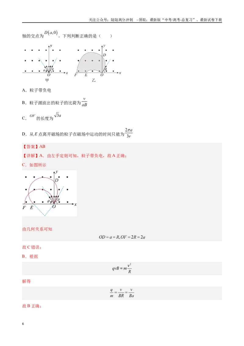 《专题15带电粒子在有界匀强磁场中的匀速圆周运动模型（学生版）_04-物理-高考总复习_专项复习_2025年_2025年高中高考物理模型与方法_资料_2高中物理模型与方法》第6页预览