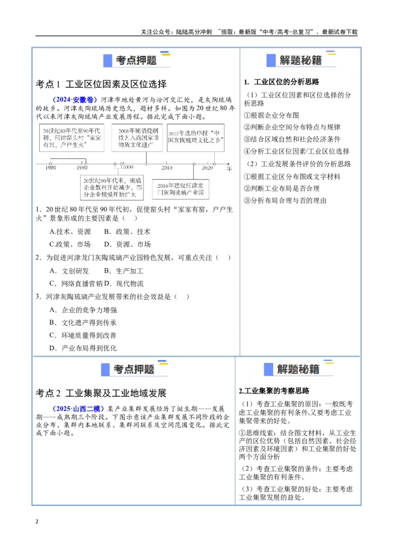 《猜押08工业、服务业与交通（学生版）_07-地理-高考总复习_专项复习_2025年_2025年高考地理抢押秘籍（陕西、山西、宁夏、青海专用）》第2页预览
