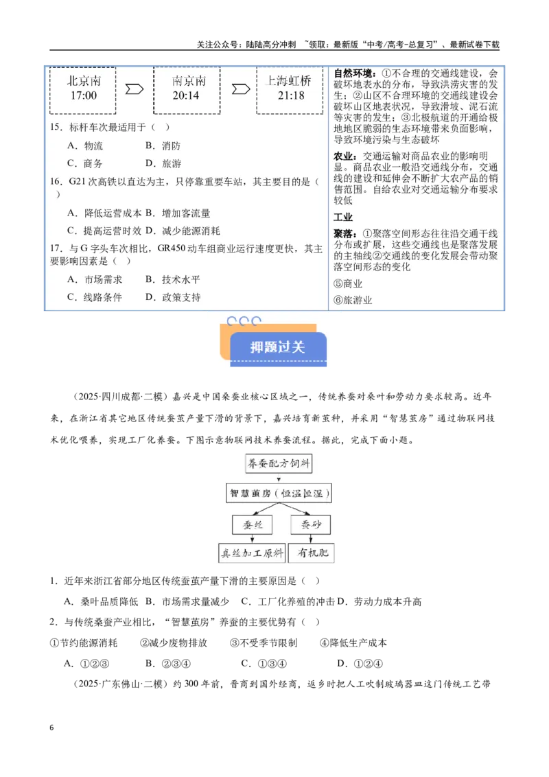 《猜押08工业、服务业与交通（学生版）_07-地理-高考总复习_专项复习_2025年_2025年高考地理抢押秘籍（陕西、山西、宁夏、青海专用）》第6页预览