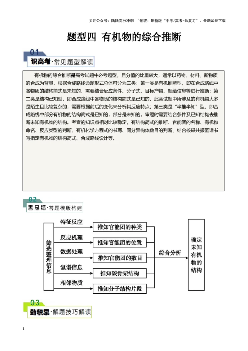 《题型四有机物的综合推断(原卷版)_05-化学-高考总复习_专项复习_2024年_2024年高考化学答题技巧与模板构建》第1页预览