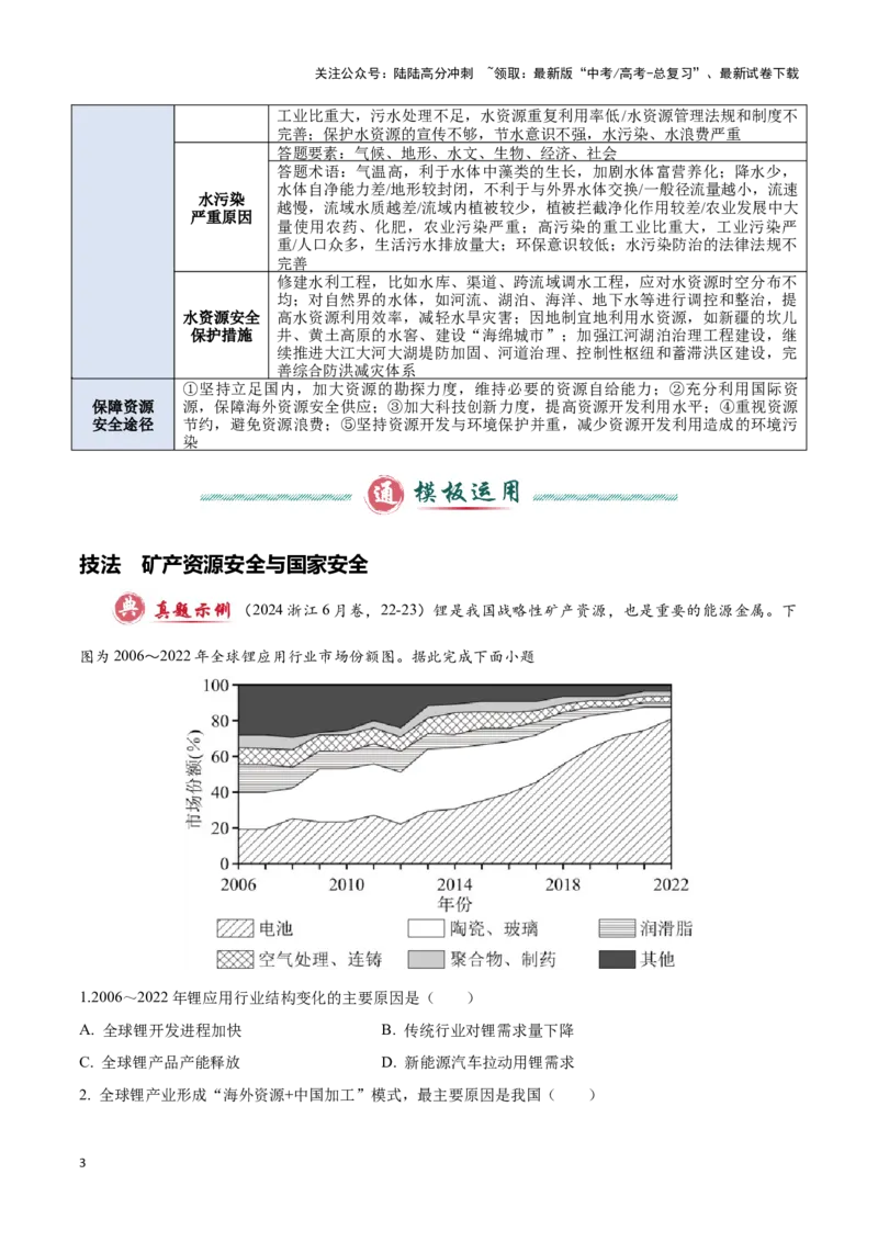 《模板11资源、环境与国家发展（答题模板）-（原卷版）_07-地理-高考总复习_专项复习_2025年_2025年高考地理答题技巧与答题模板（全国通用）》第3页预览