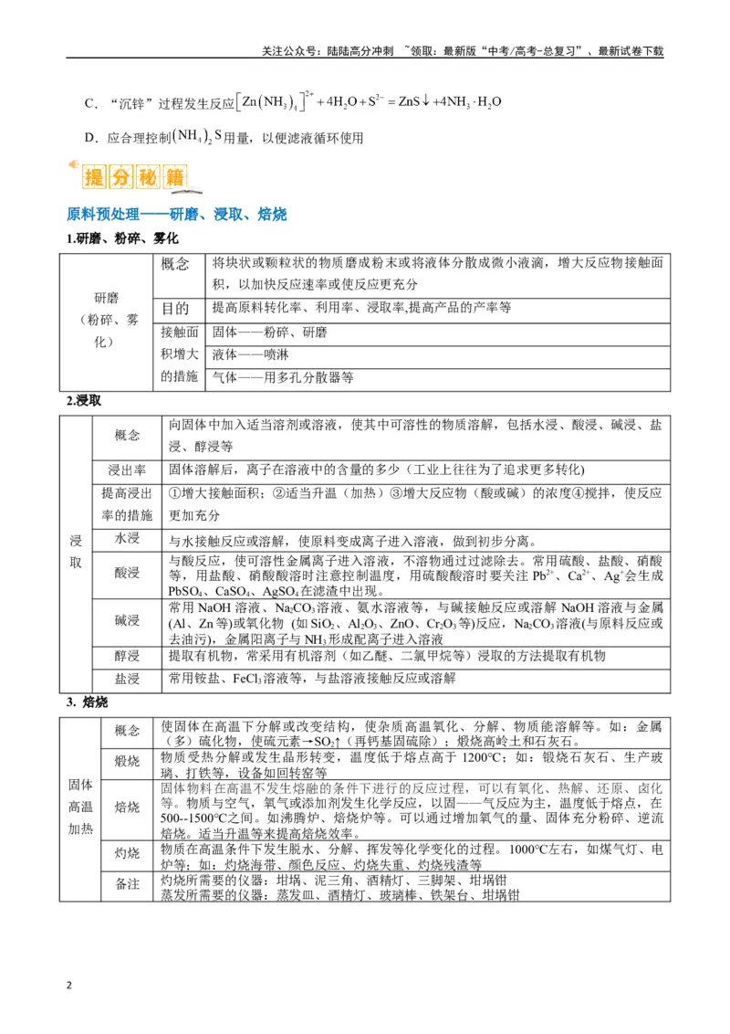 《题型06化工微流程（原卷版）_05-化学-高考总复习_二轮复习_2024年_2024年新高考化学二轮复习热点题型归纳与变式演练_精品2024年高考化学二轮热点题型归纳与变式演练（新高考通用）22份》第2页预览