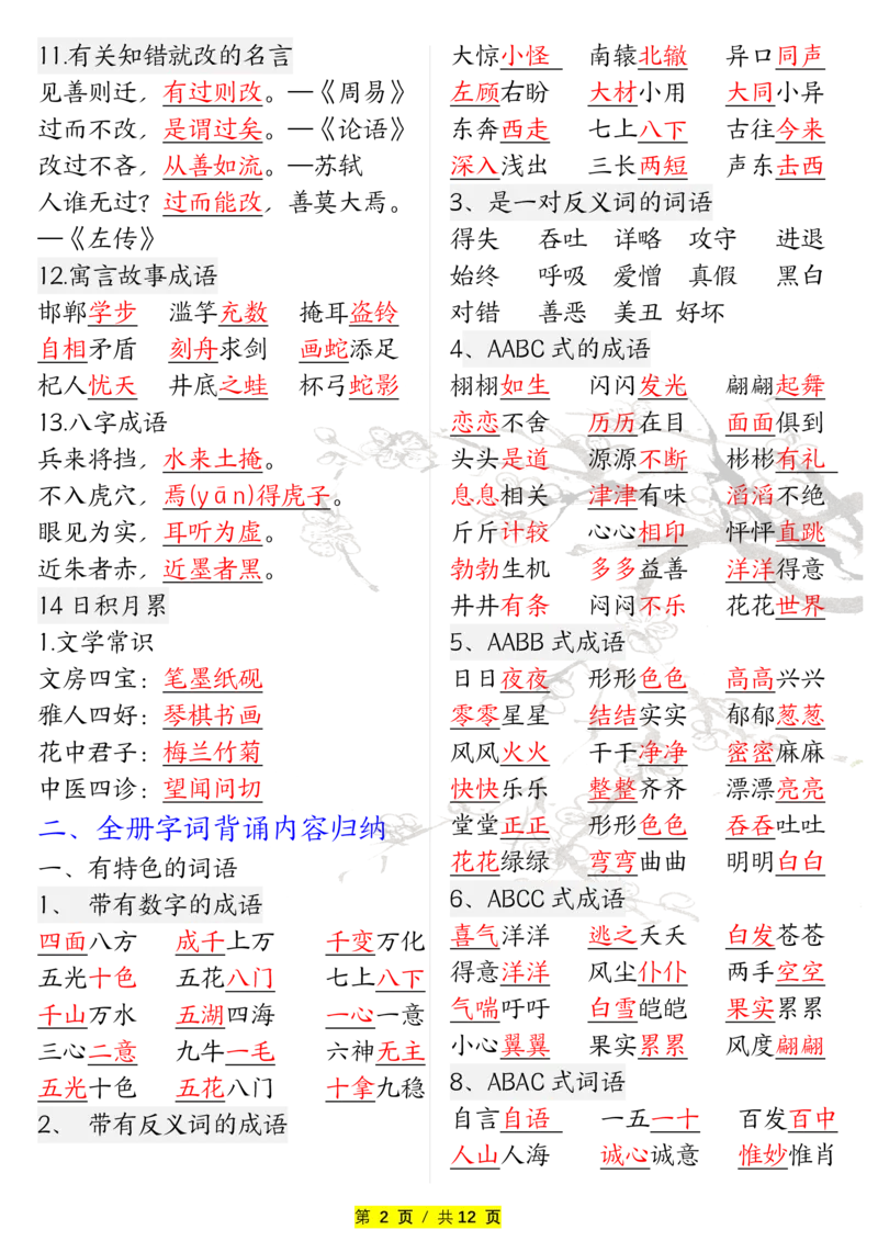 《三年级语文下册全册重点归纳，寒假必背默写填空专项训练_小学1-6年级全科全套_1-6年级全科下册_三年级_其他补充资料_热门资料_语文》第2页预览