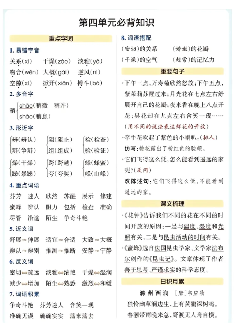《三年级语文下册必背知识_小学1-6年级全科全套_1-6年级全科下册_三年级_三年级下语文_语文三下单元知识总结》第4页预览