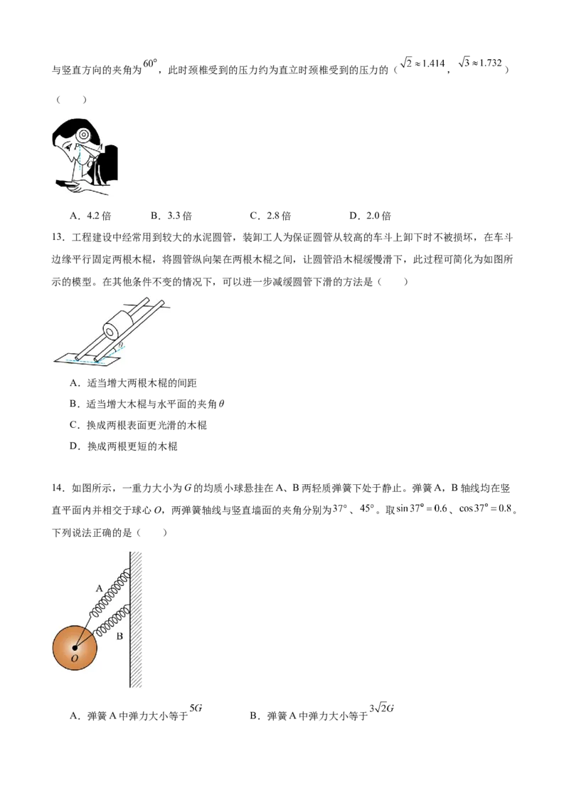 《专题17受力分析专项训练（基础版）_04-物理-高考总复习_一轮复习_2026年-物理高考一轮复习_112026年高考物理一轮复习模型专题总结训练（全国）》第5页预览