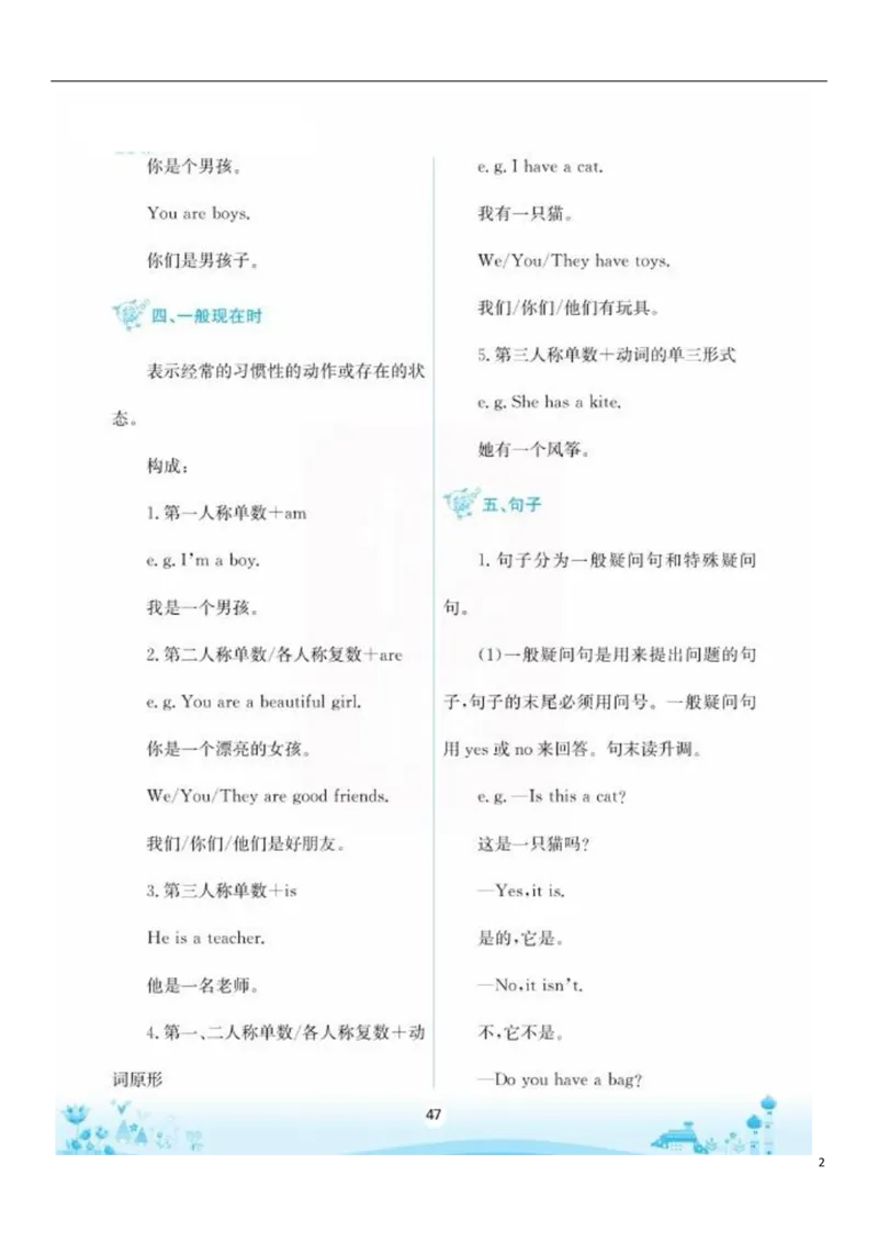 《三年级上册英语素材英语知识大集结陕旅版PDF_小学1-6年级全科全套_1-6年级全科上册_三年级_英语_A三年级英语（陕旅版）_陕旅英语三上知识总结》第2页预览