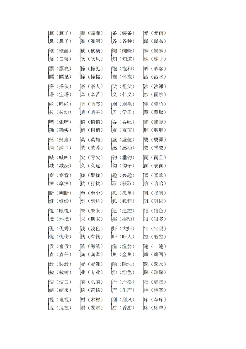《三（上）语文期末基础知识归类复习-词语_小学1-6年级全科全套_1-6年级全科上册_三年级_语文_语文三上各类考点归纳》第2页预览