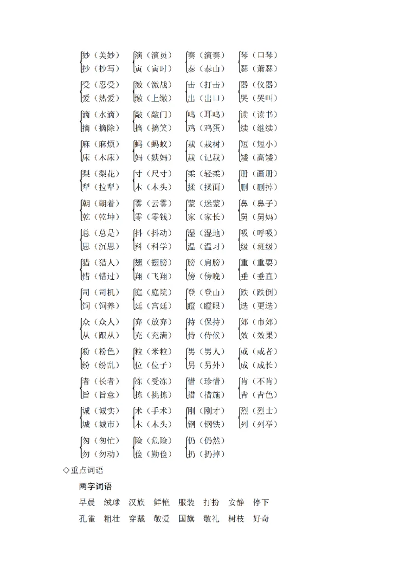 《三（上）语文期末基础知识归类复习-词语_小学1-6年级全科全套_1-6年级全科上册_三年级_语文_语文三上各类考点归纳》第3页预览
