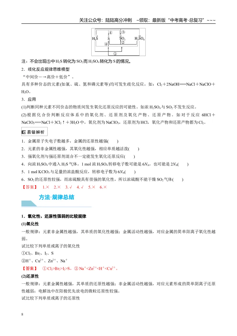 《（重点·方法·点拨）第07讲氧化还原反应的概念和规律-（教师版）_05-化学-高考总复习_一轮复习_2026年-化学高考一轮复习_2026年高考化学大一轮复习卓越讲义重难点-G355_资料》第8页预览
