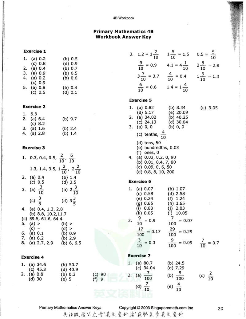《新加坡PrimaryMathematics4BAnswerkey_小初高学习资料合集（每天更新）_国外原版英文教辅汇总_新加坡小学数学PrimaryMathematics》第7页预览