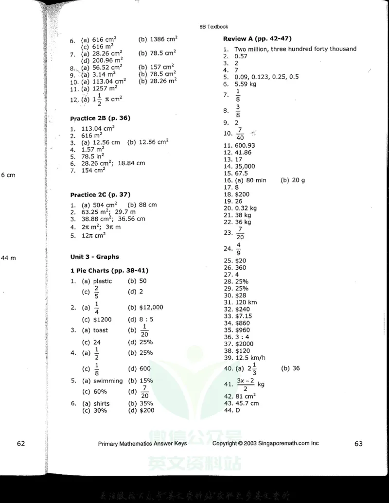 《新加坡PrimaryMathematics6BAnswerkey_小初高学习资料合集（每天更新）_国外原版英文教辅汇总_新加坡小学数学PrimaryMathematics》第3页预览