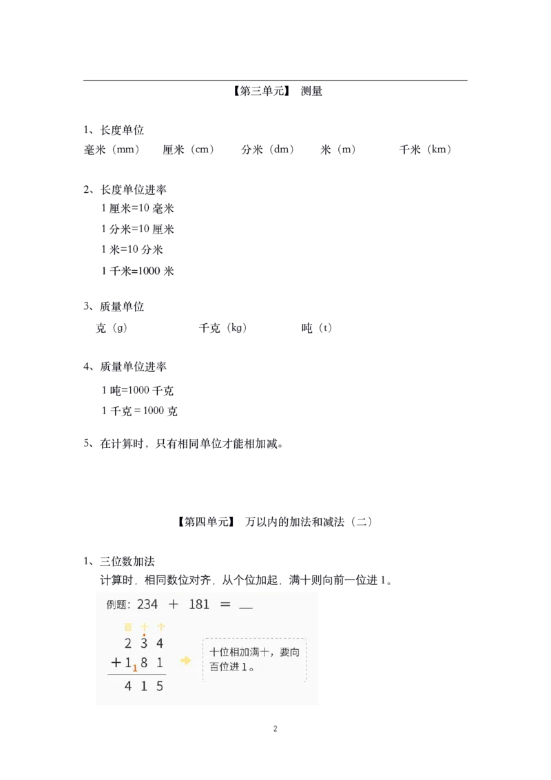 《三（上）数学（人教版）核心知识点总结_小学1-6年级全科全套_1-6年级全科上册_三年级_数学_三年级数学（人教版）_人教数学三上知识总结》第2页预览