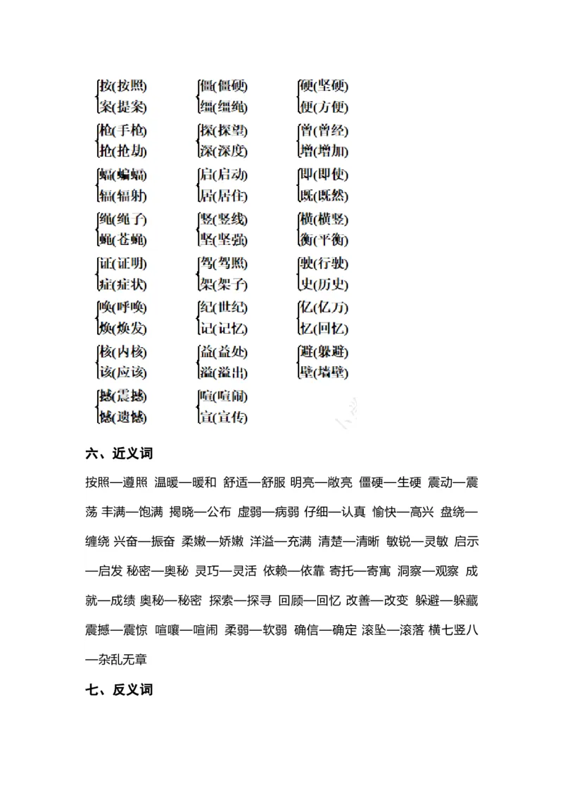 《四（上）语文期中总复习要点_小学1-6年级全科全套_1-6年级全科上册_四年级_四上语文_四上语文语文重点汇总》第6页预览