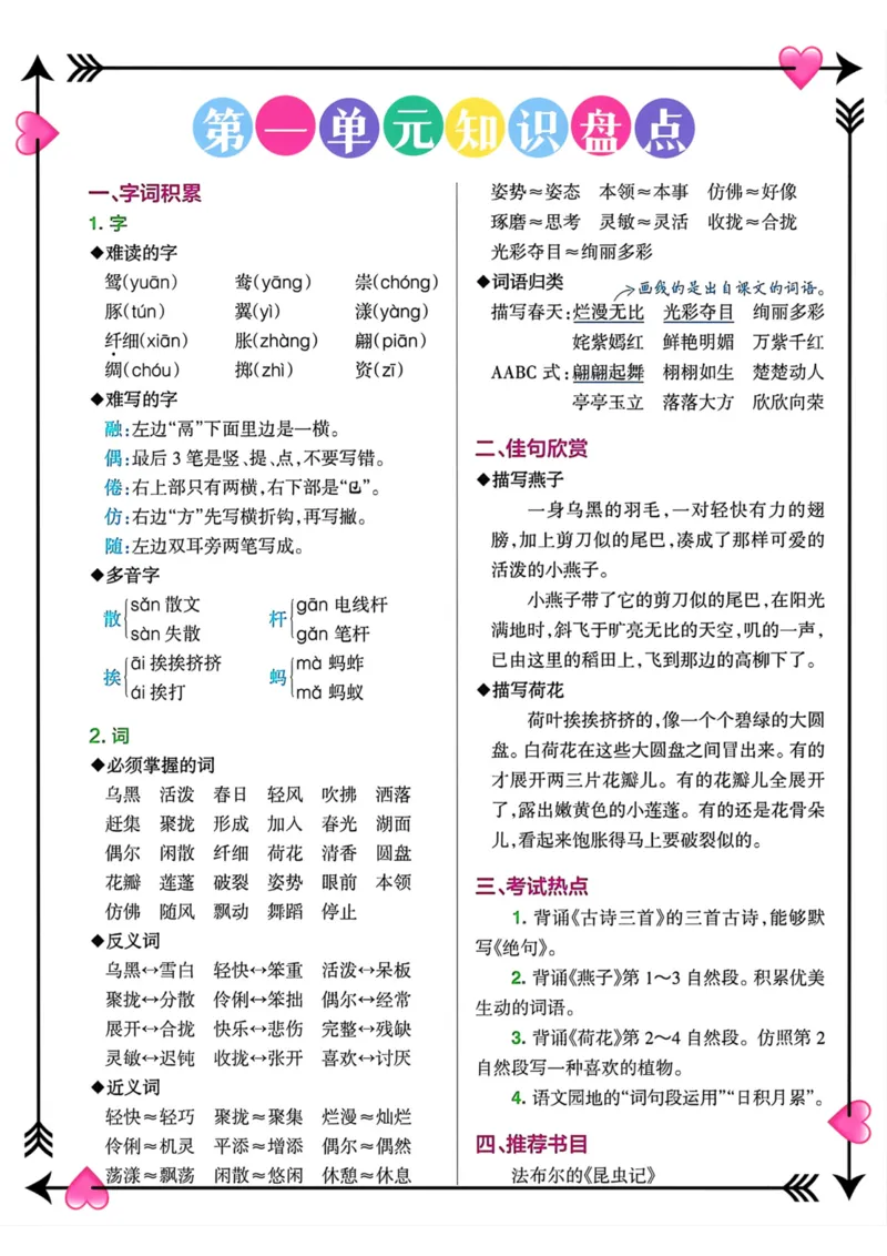 《三年级语文下册1-8单元知识盘点(1)_小学1-6年级全科全套_1-6年级全科下册_三年级_三年级下语文_语文三下单元知识总结》第1页预览