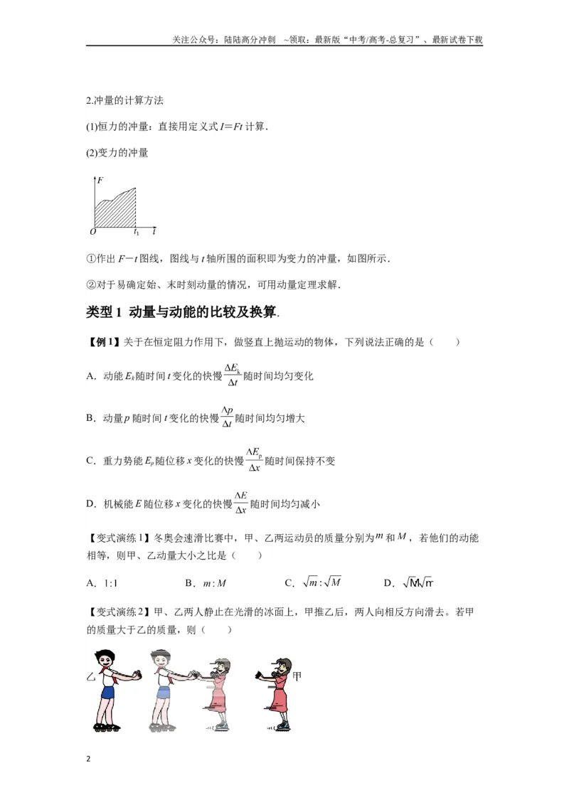《专题14动量与动量定理及其应用（学生版）_04-物理-高考总复习_专项复习_2025年_2025年高中高考物理模型与方法_资料_7高考热点题型归类（一轮）》第2页预览