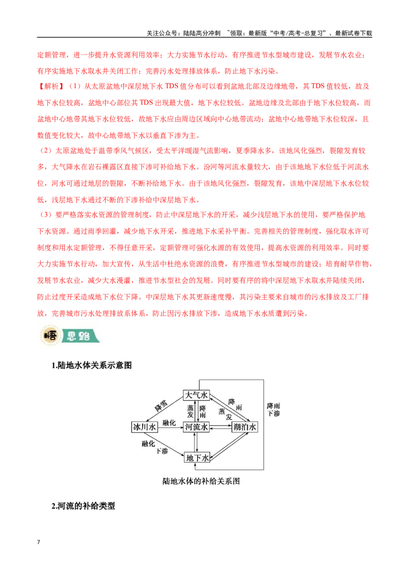 《大题02水循环与陆地水体关系（4大热点角度）（教师版）（黑吉辽蒙专用）_07-地理-高考总复习_专项复习_2025年_2025年高考地理大题突破+限时集训（黑吉辽蒙专用）》第7页预览