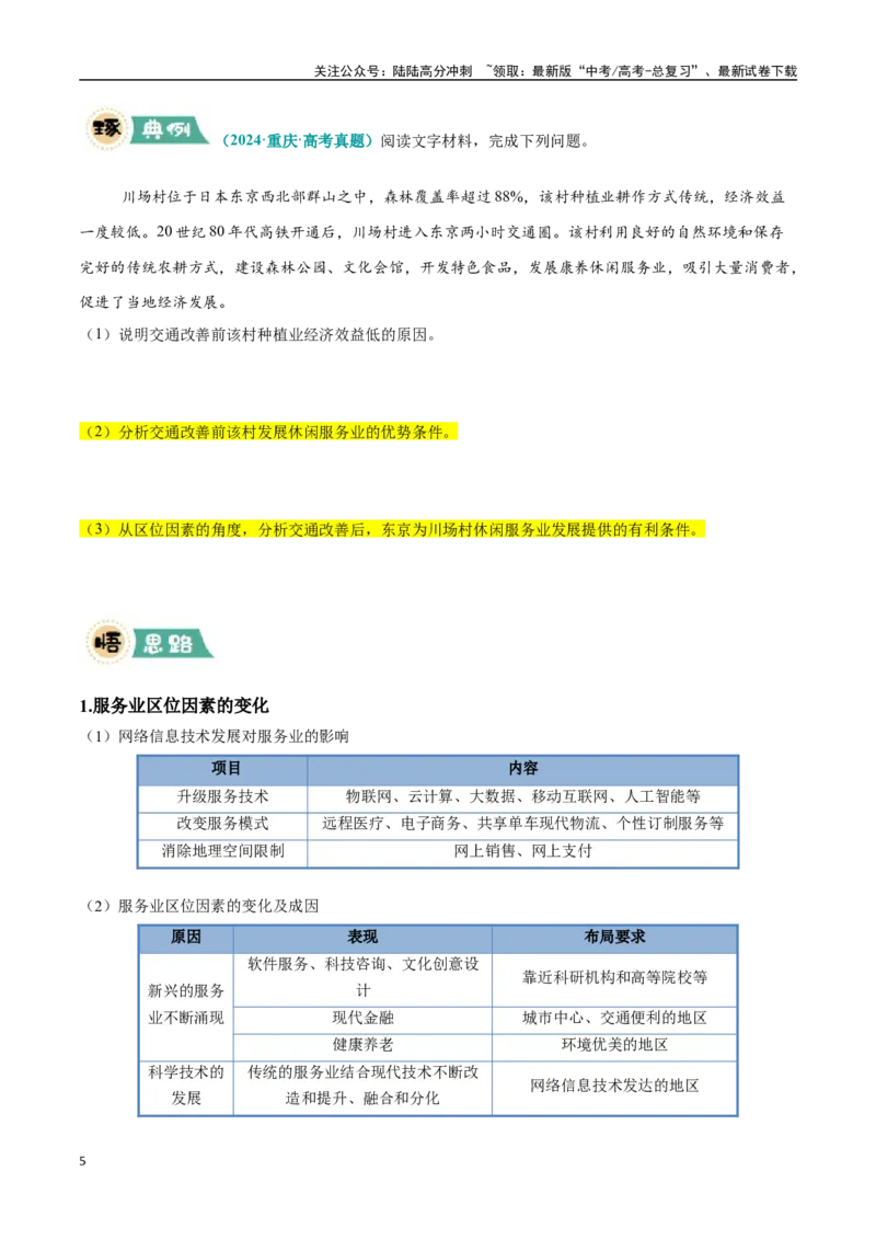 《大题10服务业区位因素及发展措施（3大热点角度）（学生版）（黑吉辽蒙专用）_07-地理-高考总复习_专项复习_2025年_2025年高考地理大题突破+限时集训（黑吉辽蒙专用）》第5页预览