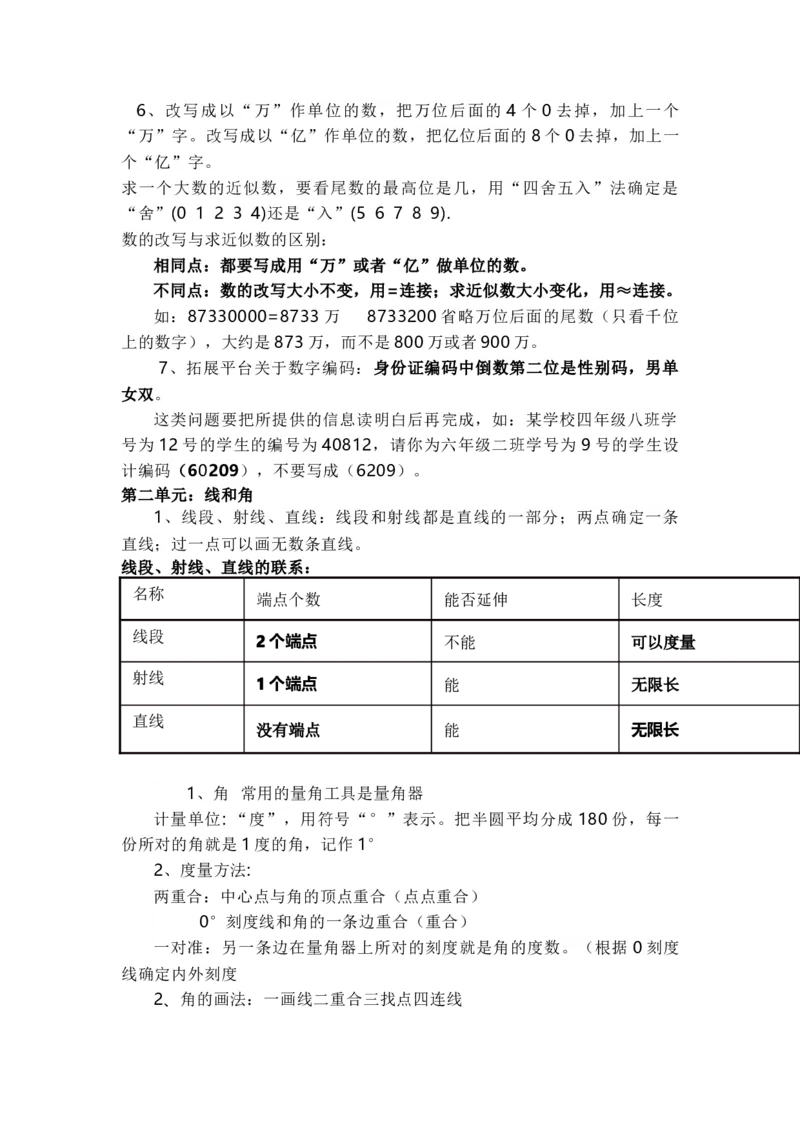 《四(上）青岛版数学重点知识点预习_小学1-6年级全科全套_1-6年级全科上册_四年级_四上数学_四上数学通用版数学各版本重点知识》第2页预览