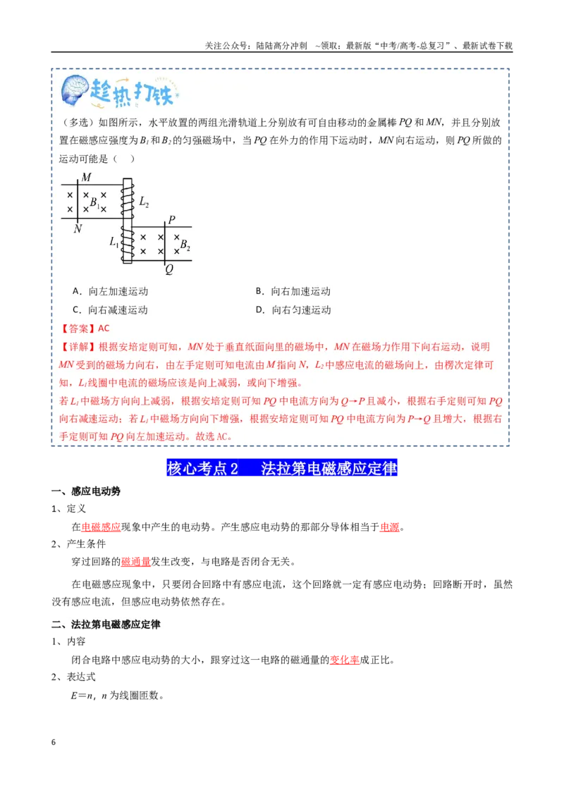 《专题13电磁感应（教师版）_04-物理-高考总复习_一轮复习_2025年_2025年高考物理一轮复习知识清单（全国通用）》第6页预览