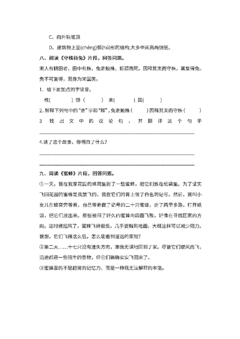 《三年级语文下册课内阅读理解专项_小学1-6年级全科全套_1-6年级全科下册_三年级_三年级下语文_语文三下阅读理解练习》第7页预览