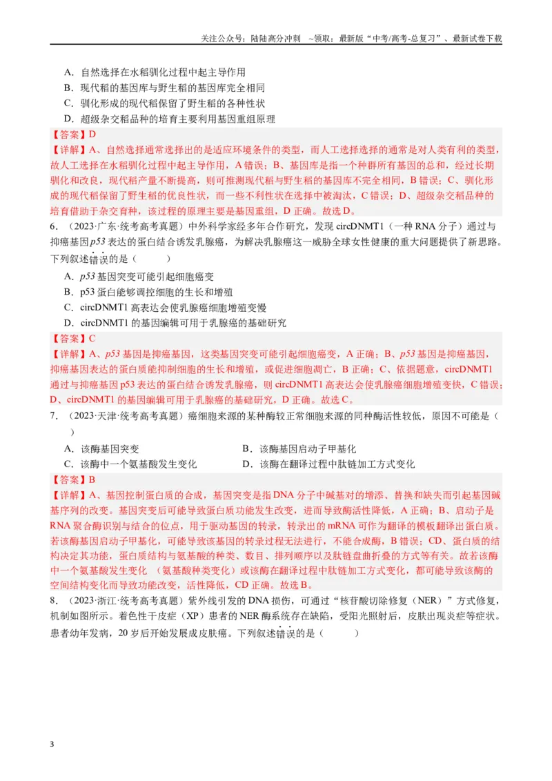 《专题14变异、育种与进化（解析版）_06-生物-高考总复习_专项复习_2024年_2024年新高考生物复习热点考点真题模拟题必刷题练_资料》第3页预览
