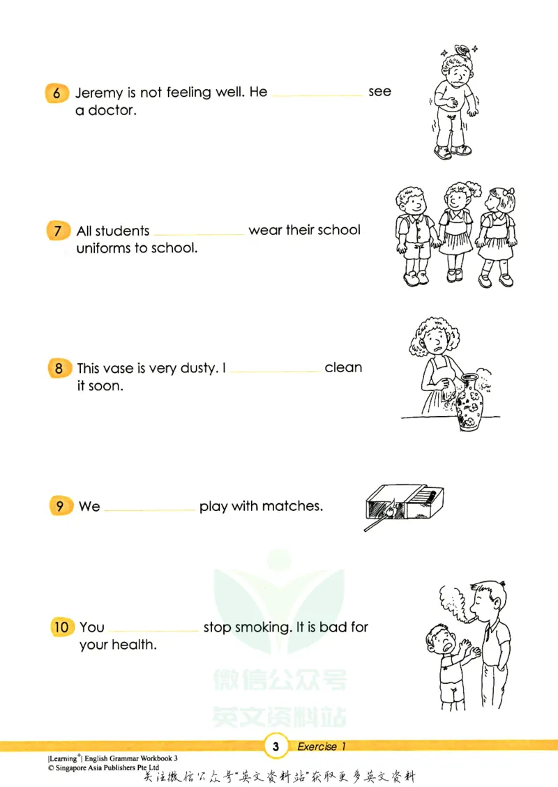 《新加坡SAPLearningGrammar语法练习册3级_小初高学习资料合集（每天更新）_国外原版英文教辅汇总_新加坡SAP系列_新加坡SAPLearningGrammar语法练习册》第8页预览