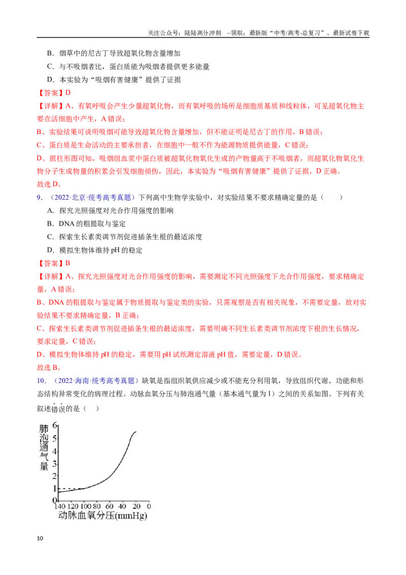 《专题16内环境及其稳态-（全国通用）（解析版）_06-生物-高考总复习_专项复习_2025年_十年（2015-2024）高考生物真题分类汇编（全国通用）》第10页预览