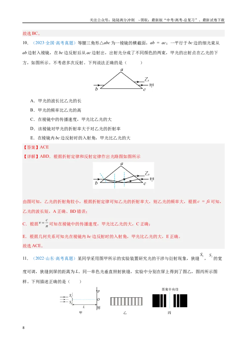 《专题17光（解析版）_04-物理-高考总复习_专项复习_2024年_2024年高考物理自我测评专题练（全国通用）_资料》第8页预览