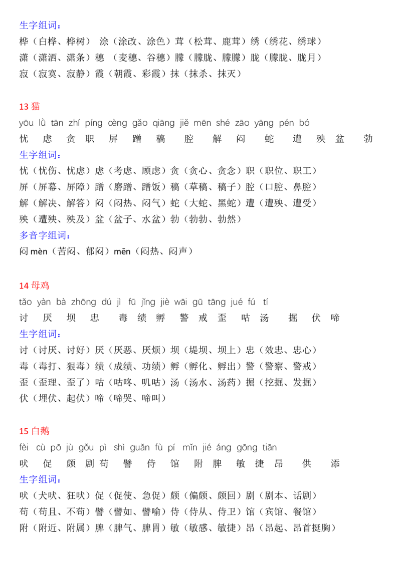 《四年级语文下册《生字注音、组词》_小学1-6年级全科全套_1-6年级全科下册_四年级_四年级下语文_语文四下生字+字帖》第4页预览