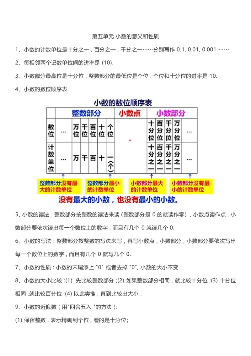 《西师大版四年级下期数学知识点归纳_小学1-6年级全科全套_1-6年级全科下册_四年级_四年级下数学_数学四下西师版》第5页预览