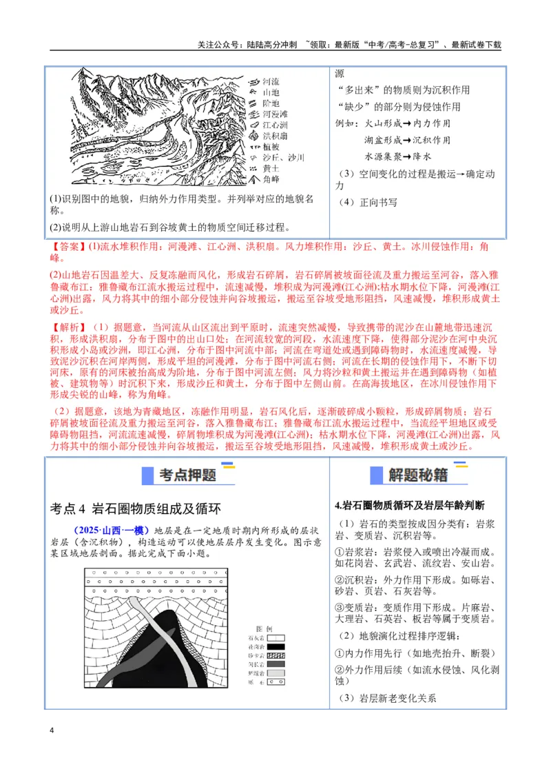 《猜押03地质地貌（教师版）_07-地理-高考总复习_专项复习_2025年_2025年高考地理抢押秘籍（陕西、山西、宁夏、青海专用）》第4页预览