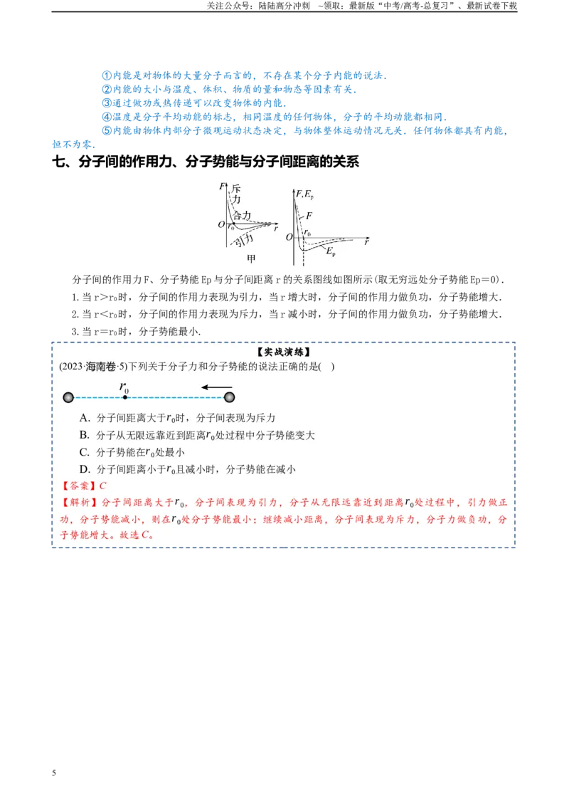 《专题16热学-2024年高考物理一轮复习知识清单（全国通用）_04-物理-高考总复习_一轮复习_2024年_2024年高考物理一轮复习知识清单必背总结全国通用_资料》第5页预览
