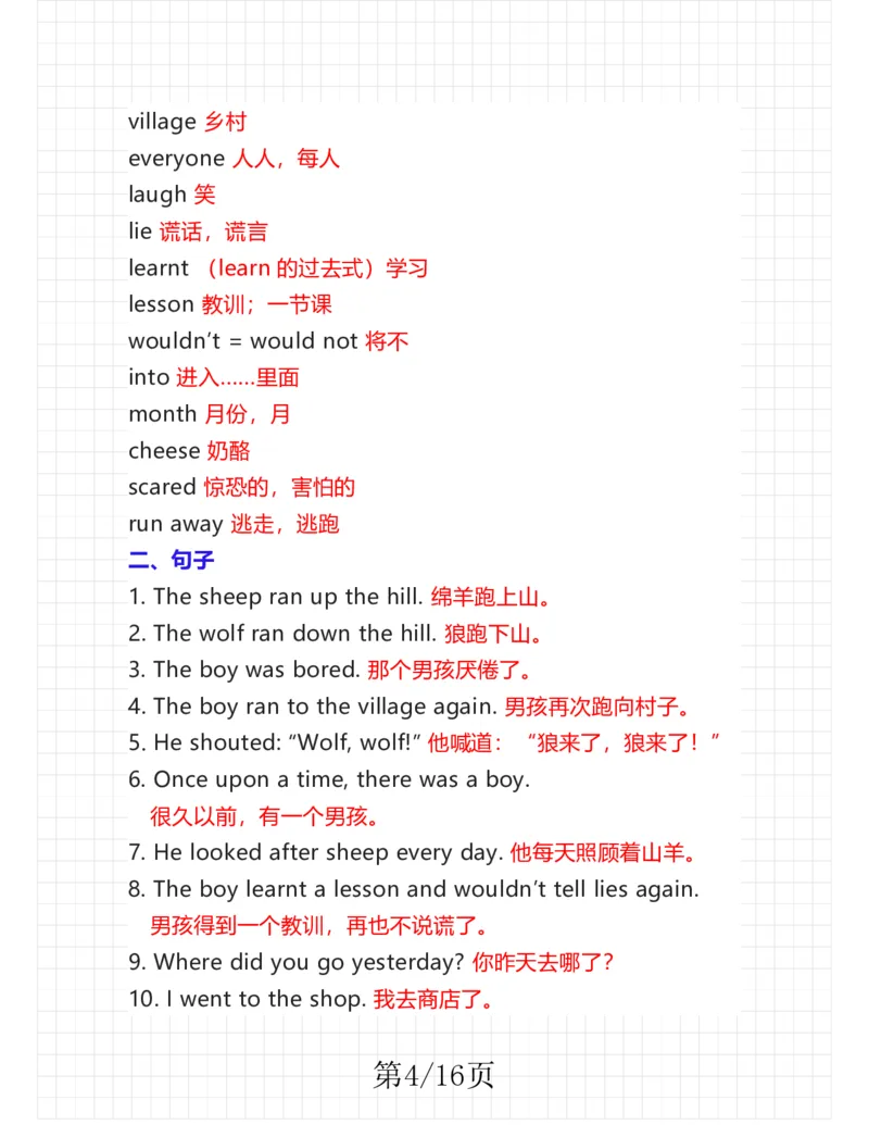 《四年级下册（外研一起）考点整理(1)_小学1-6年级全科全套_1-6年级全科下册_四年级_四年级下英语_英语四下外研一起》第4页预览