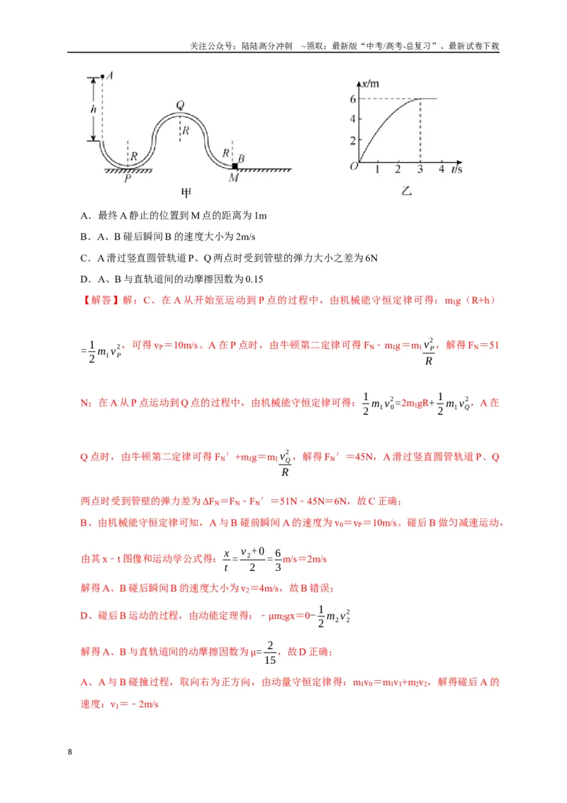 《专题14动量守恒定律及应用（解析版）_04-物理-高考总复习_专项复习_2024年_2024高考物理三轮冲刺复习热点知识讲练题型归纳练_资料》第8页预览
